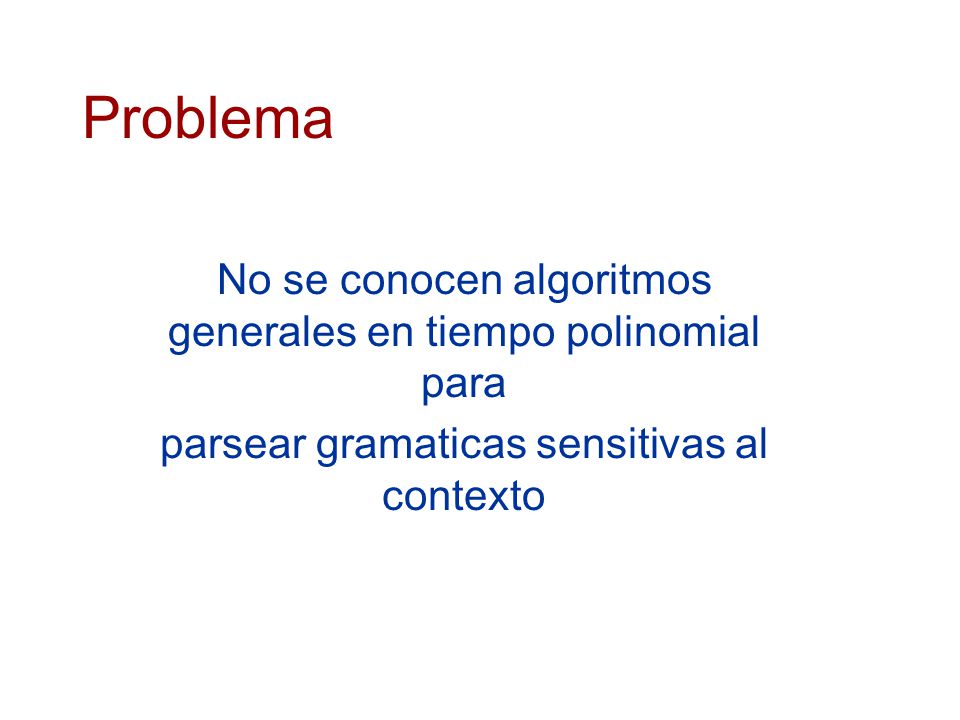 Problema No se conocen algoritmos generales en tiempo polinomial para