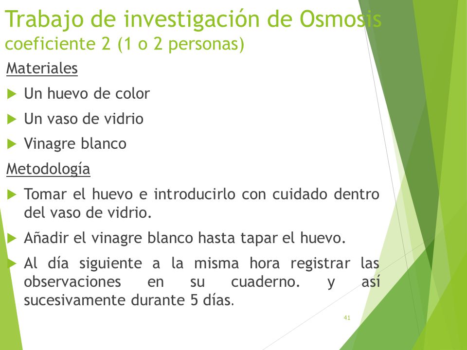 Trabajo de investigación de Osmosis coeficiente 2 (1 o 2 personas)