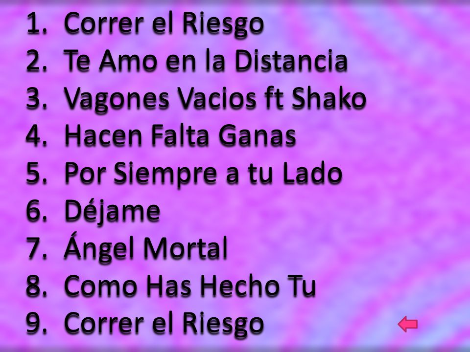 Correr el Riesgo Te Amo en la Distancia. Vagones Vacios ft Shako. Hacen Falta Ganas. Por Siempre a tu Lado.