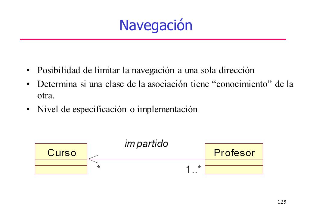 Navegación Posibilidad de limitar la navegación a una sola dirección