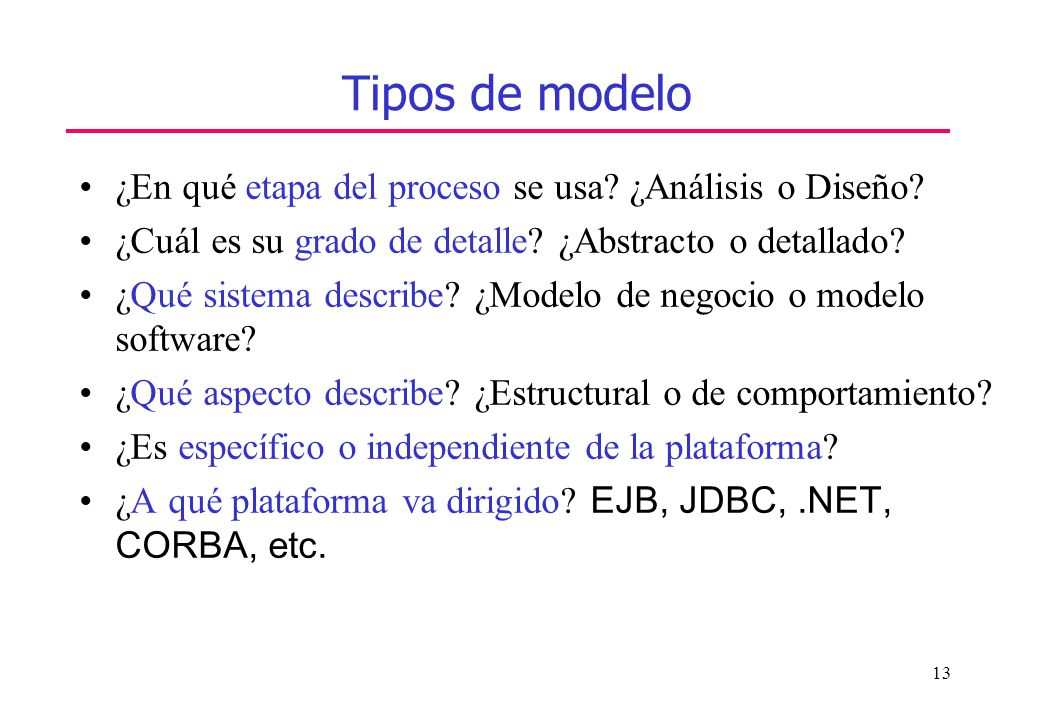 Tipos de modelo ¿En qué etapa del proceso se usa ¿Análisis o Diseño