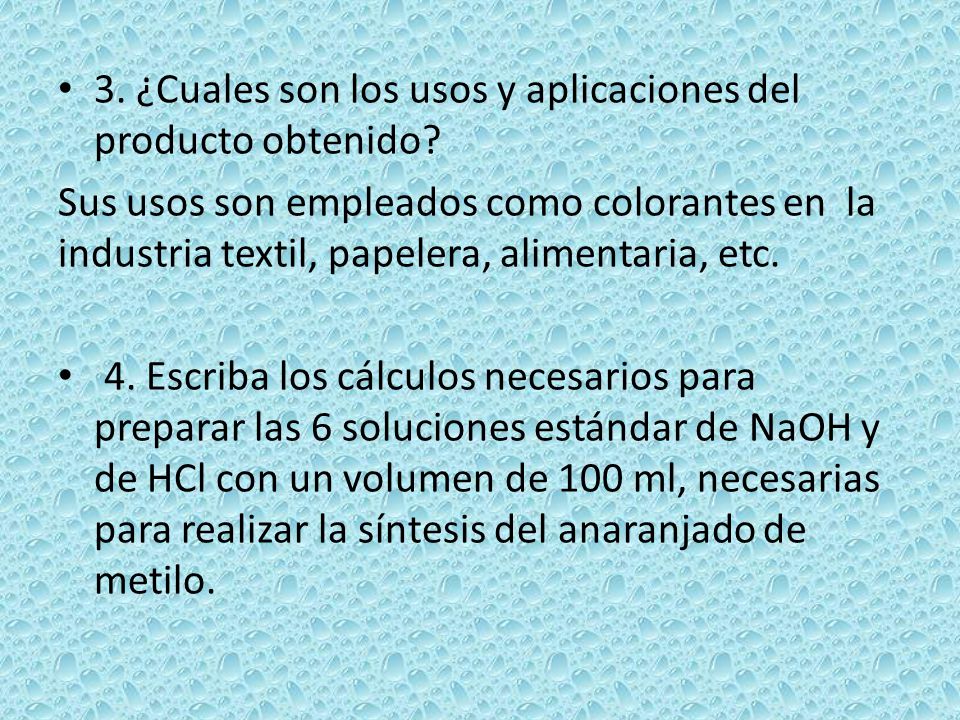 3. ¿Cuales son los usos y aplicaciones del producto obtenido