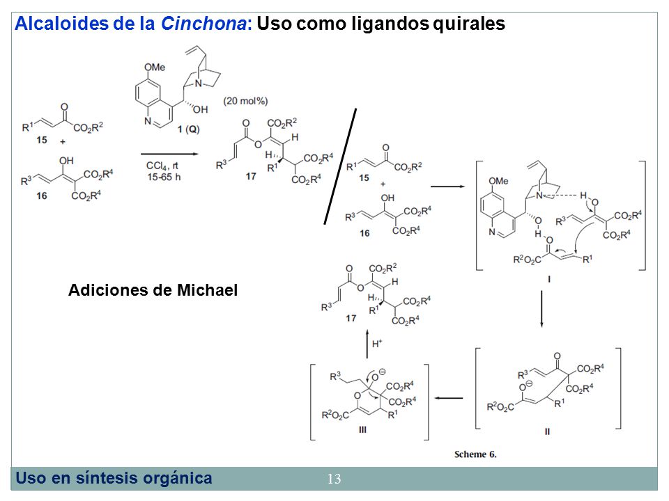 Alcaloides de la Cinchona: Uso como ligandos quirales