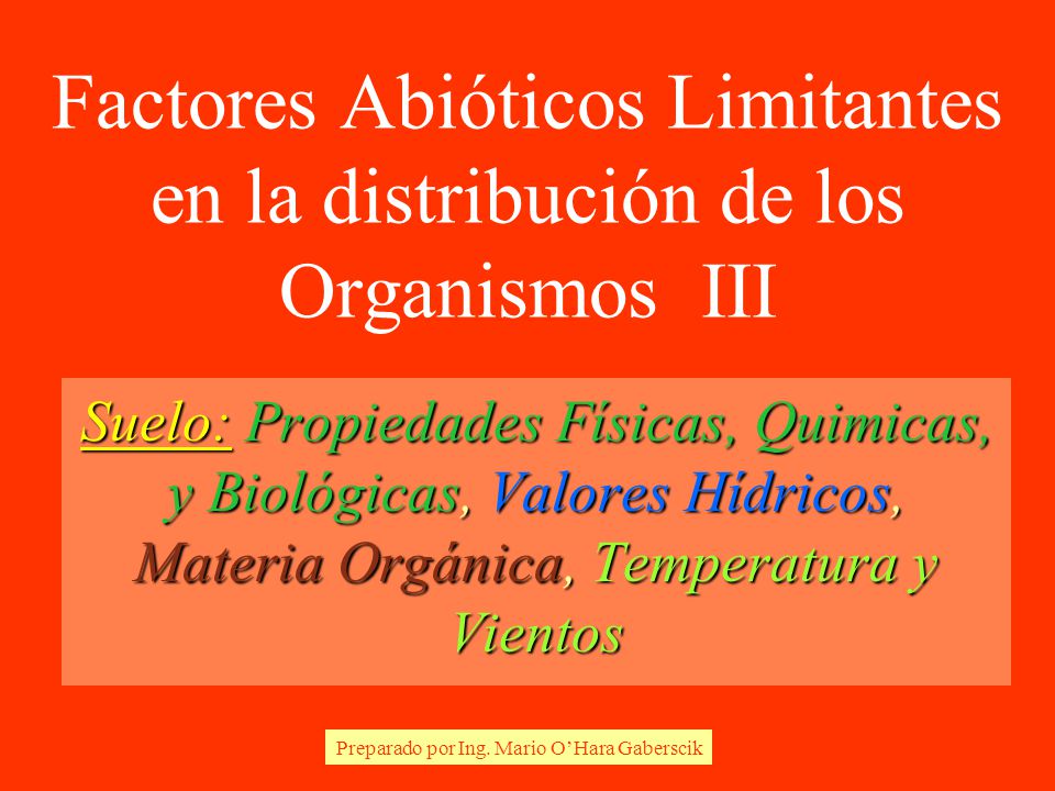 Factores Abióticos Limitantes en la distribución de los Organismos III
