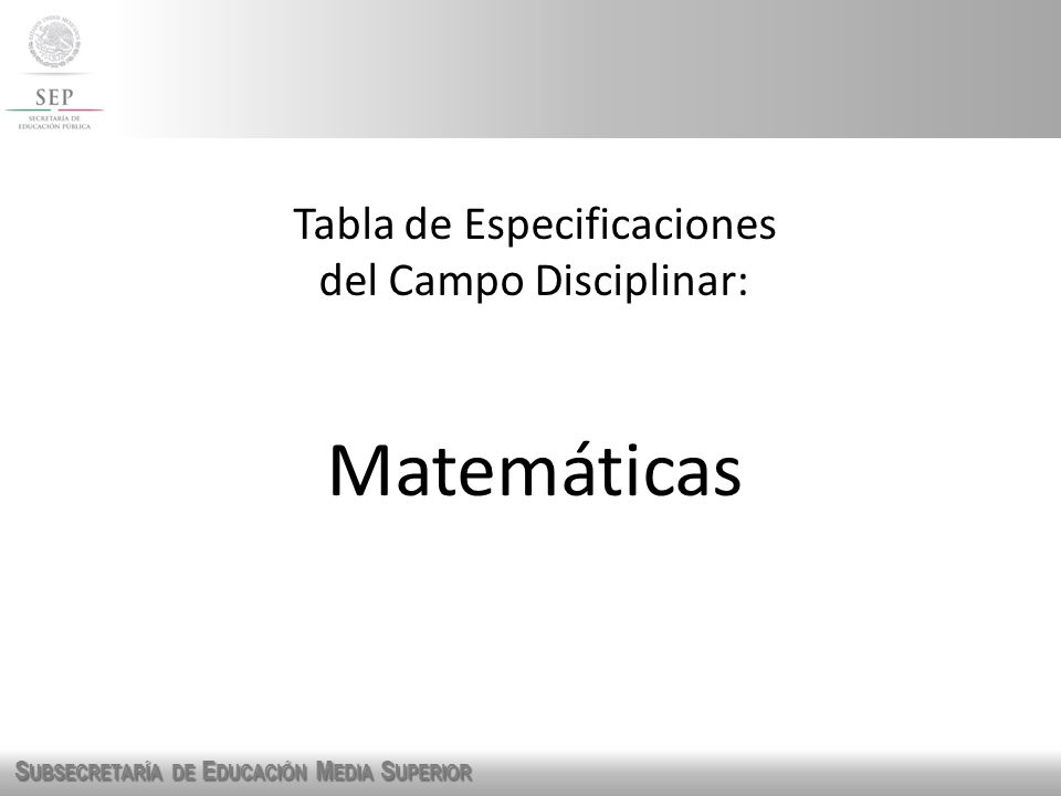 Tabla de Especificaciones