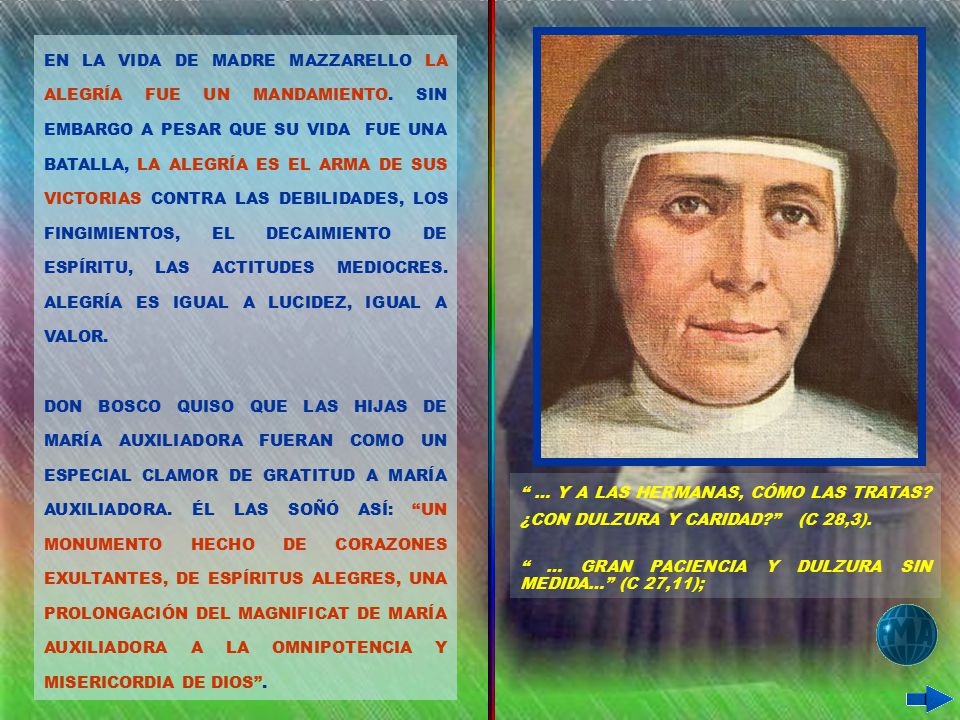 EN LA VIDA DE MADRE MAZZARELLO LA ALEGRÍA FUE UN MANDAMIENTO