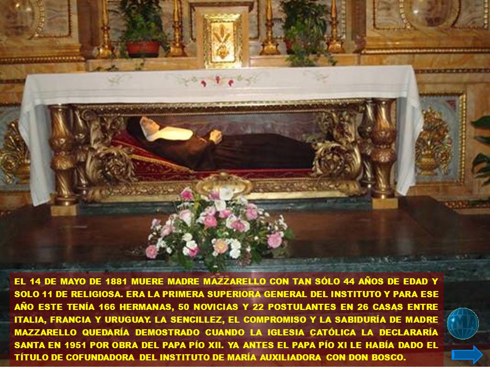 EL 14 DE MAYO DE 1881 MUERE MADRE MAZZARELLO CON TAN SÓLO 44 AÑOS DE EDAD Y SOLO 11 DE RELIGIOSA.