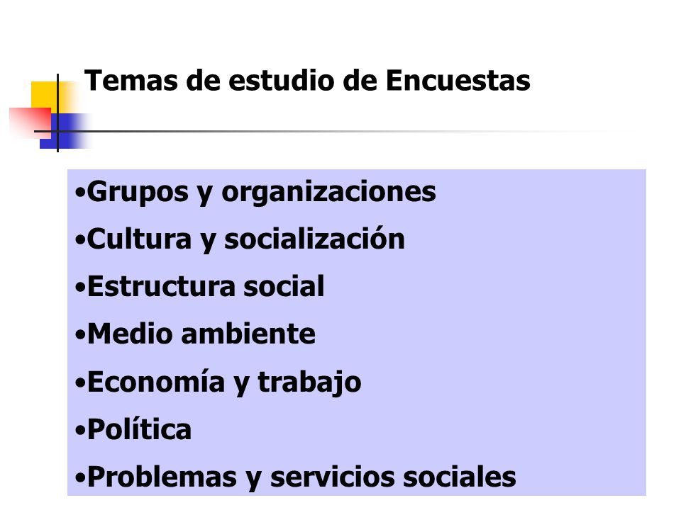 Temas de estudio de Encuestas