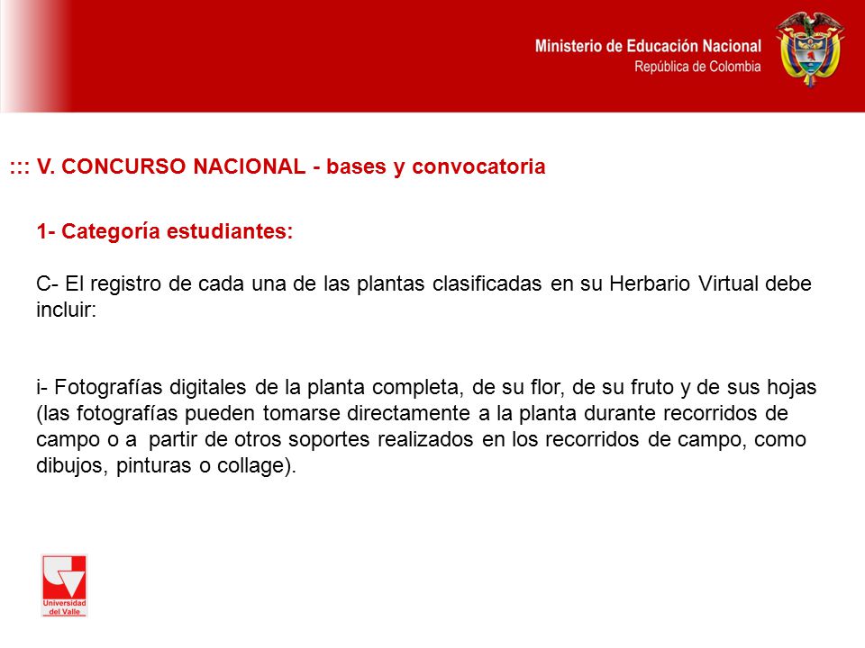 ::: V. CONCURSO NACIONAL - bases y convocatoria