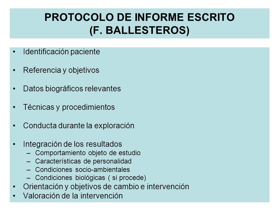 PROTOCOLO DE INFORME ESCRITO (F. BALLESTEROS)