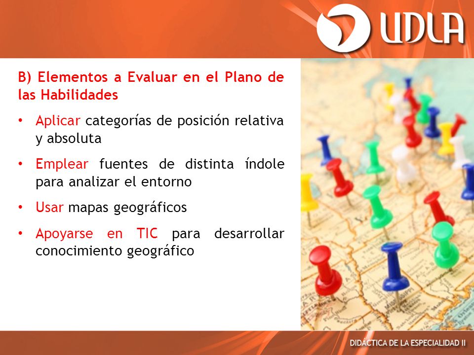 B) Elementos a Evaluar en el Plano de las Habilidades