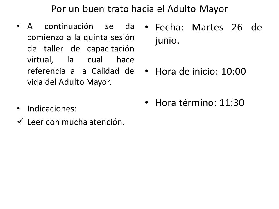 Por un buen trato hacia el Adulto Mayor