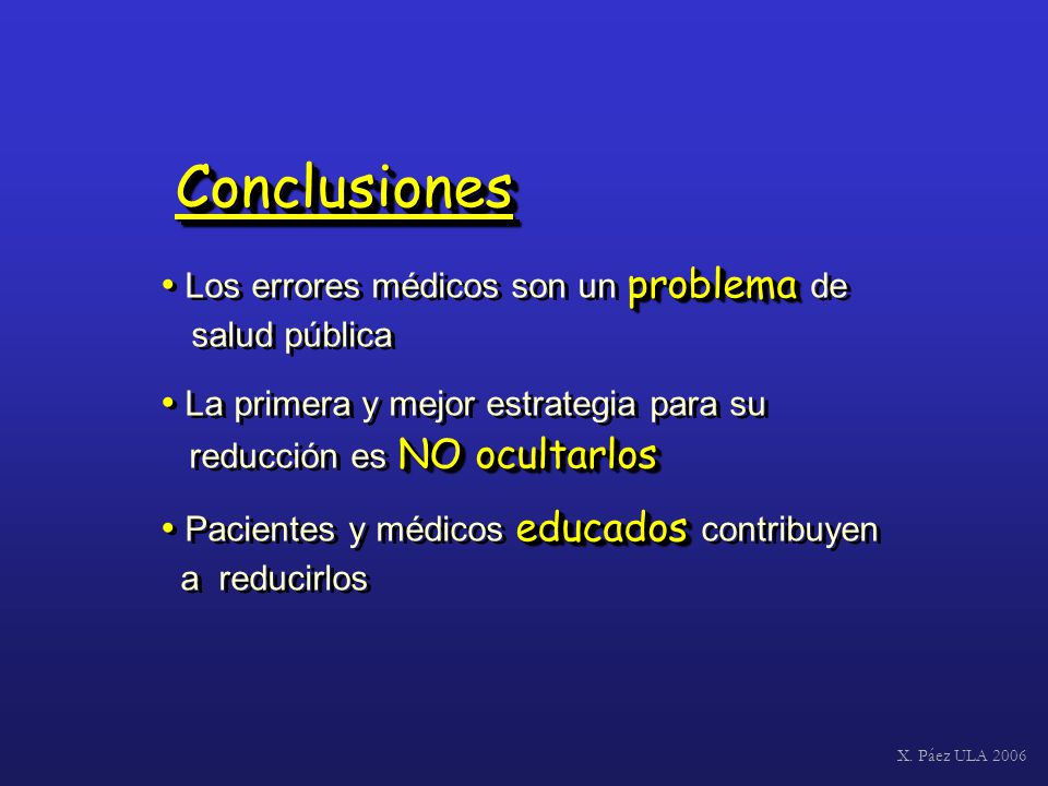 Conclusiones Los errores médicos son un problema de salud pública