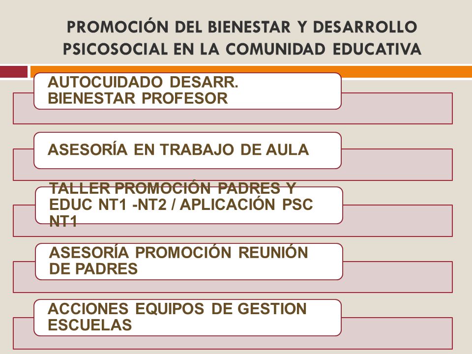PROMOCIÓN DEL BIENESTAR Y DESARROLLO PSICOSOCIAL EN LA COMUNIDAD EDUCATIVA