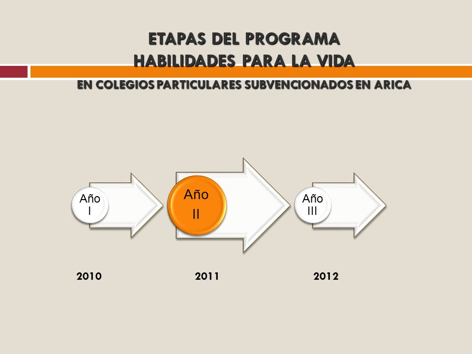 ETAPAS DEL PROGRAMA HABILIDADES PARA LA VIDA EN COLEGIOS PARTICULARES SUBVENCIONADOS EN ARICA