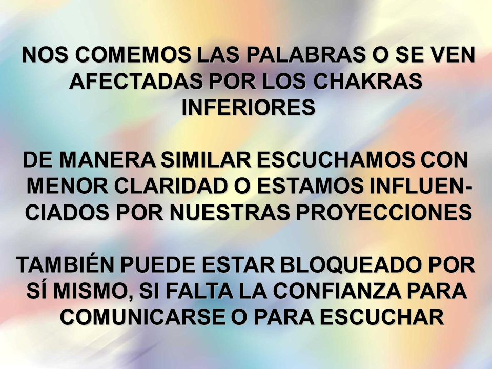 NOS COMEMOS LAS PALABRAS O SE VEN AFECTADAS POR LOS CHAKRAS INFERIORES