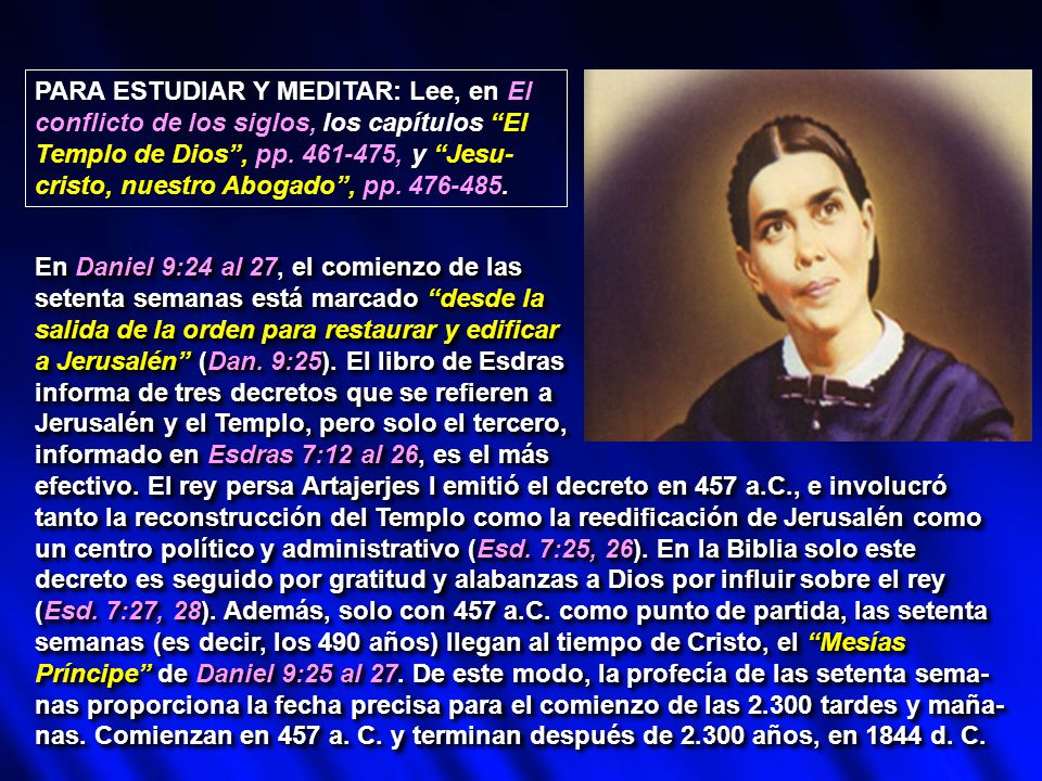 PARA ESTUDIAR Y MEDITAR: Lee, en El conflicto de los siglos, los capítulos El Templo de Dios , pp , y Jesu-cristo, nuestro Abogado , pp