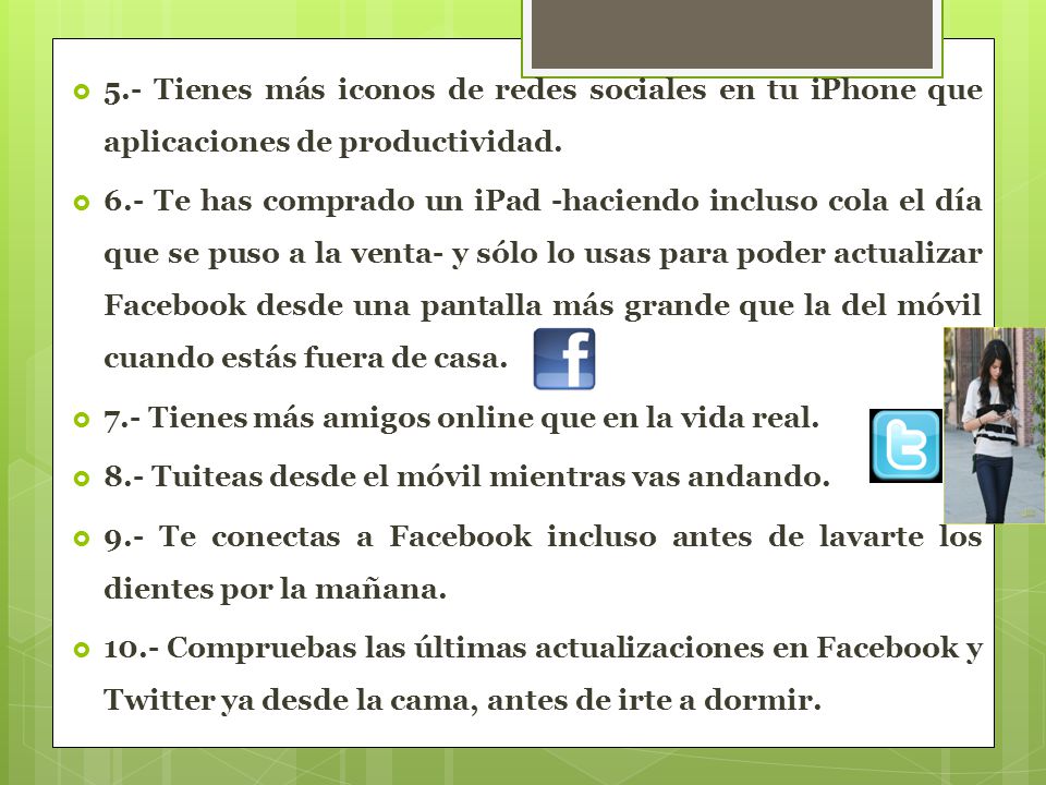 5.- Tienes más iconos de redes sociales en tu iPhone que aplicaciones de productividad.