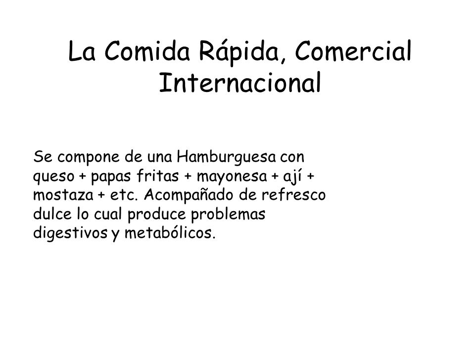 La Comida Rápida, Comercial