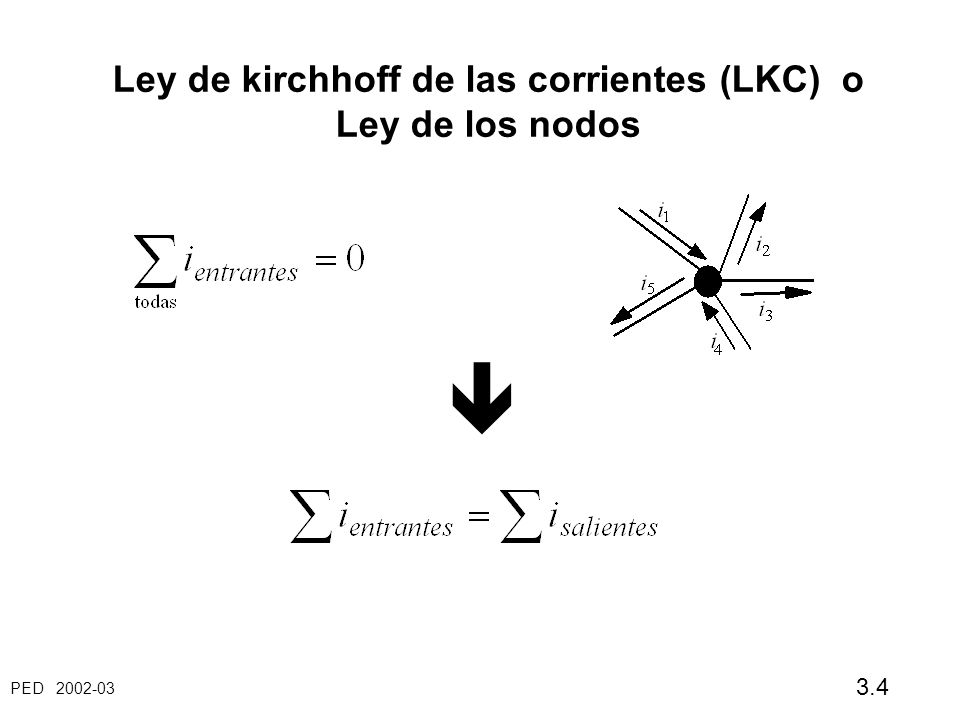 Ley de kirchhoff de las corrientes (LKC) o Ley de los nodos