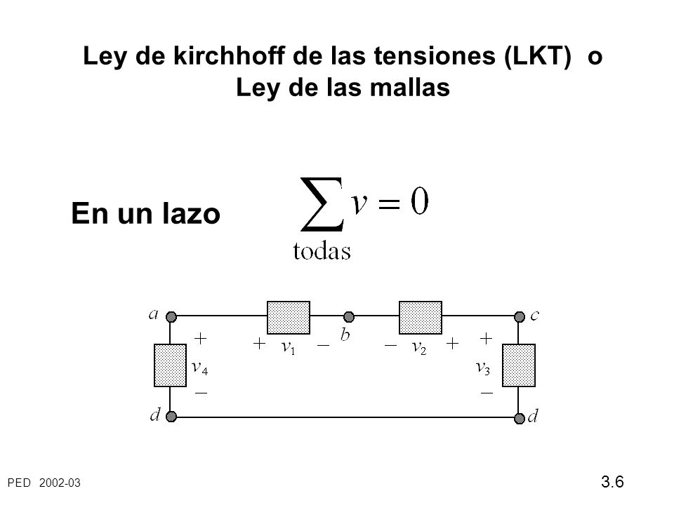 Ley de kirchhoff de las tensiones (LKT) o Ley de las mallas