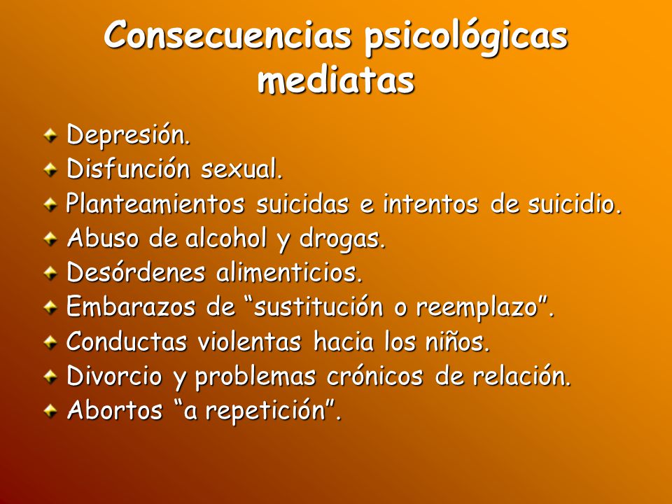 Consecuencias psicológicas mediatas