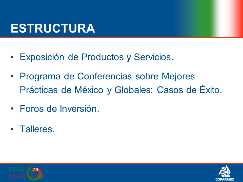 ESTRUCTURA Exposición de Productos y Servicios.