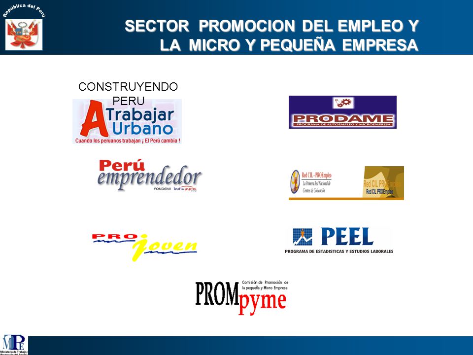 SECTOR PROMOCION DEL EMPLEO Y LA MICRO Y PEQUEÑA EMPRESA