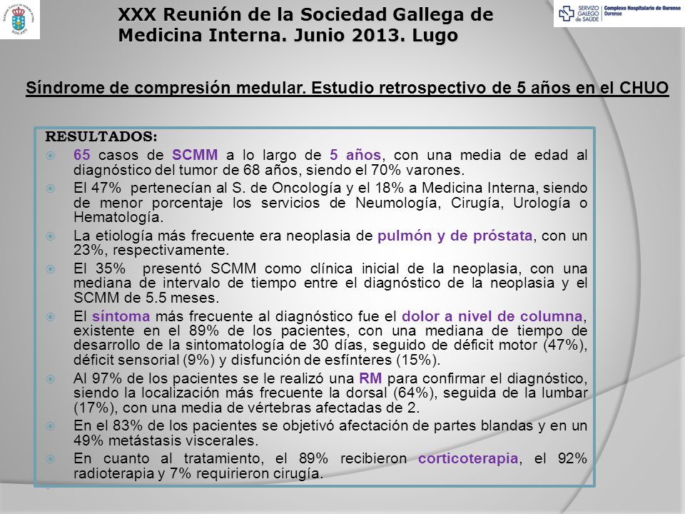 XXX Reunión de la Sociedad Gallega de Medicina Interna. Junio 2013