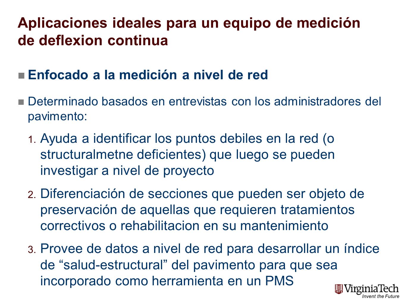 Aplicaciones ideales para un equipo de medición de deflexion continua