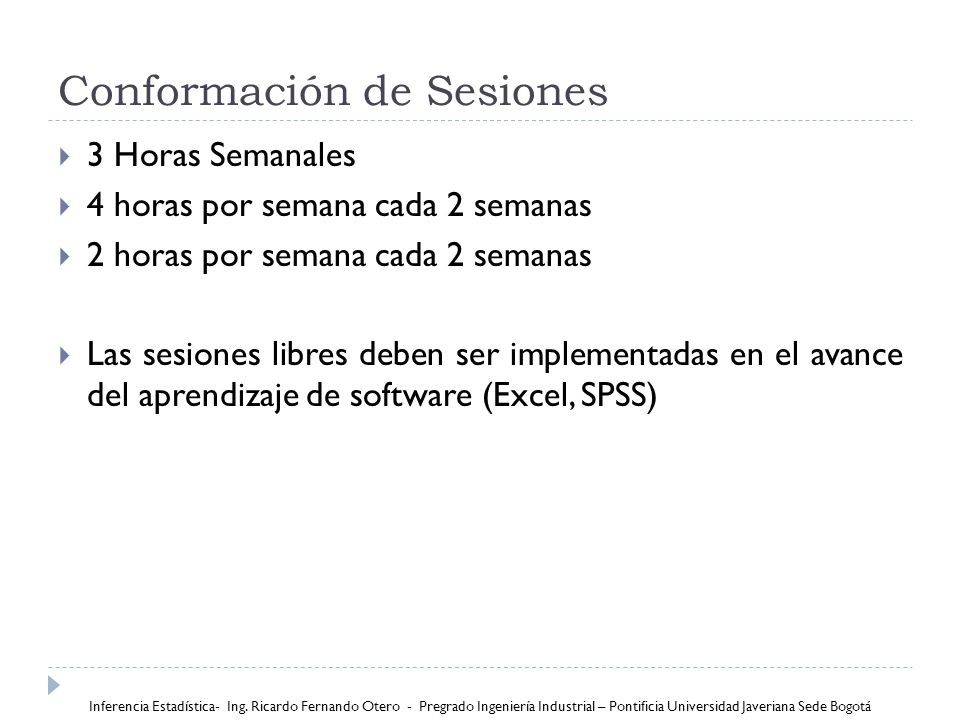 Conformación de Sesiones