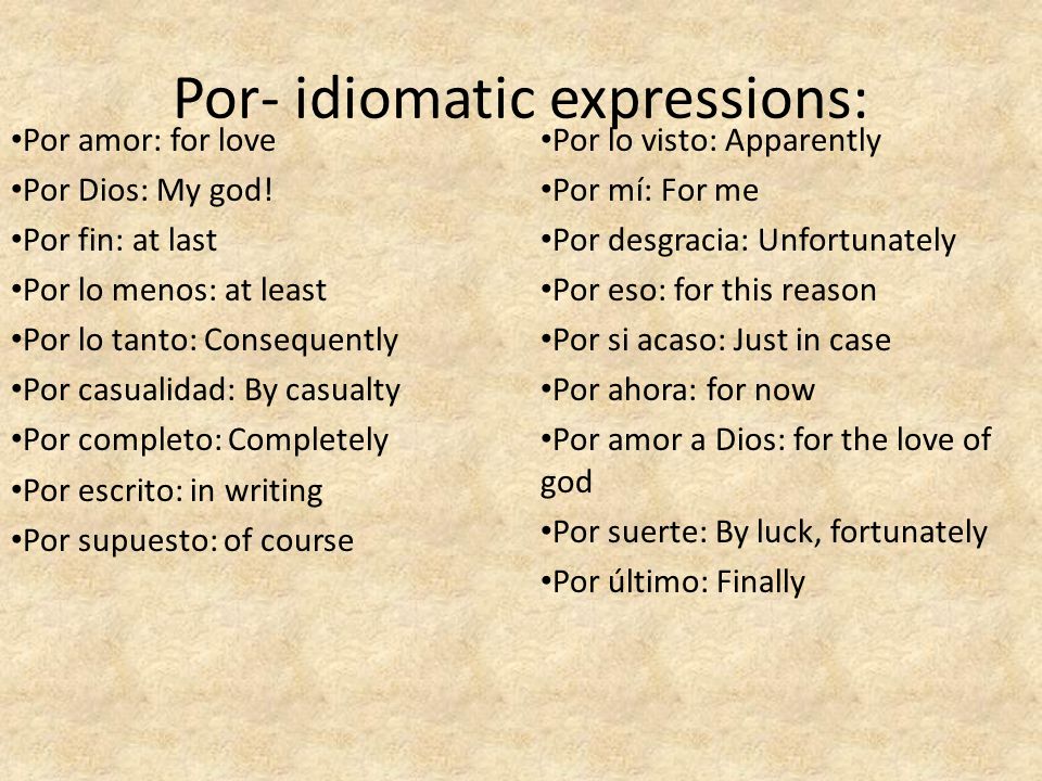 Por- idiomatic expressions: