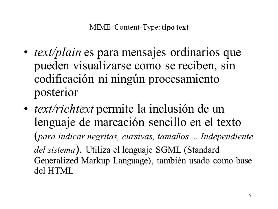 MIME: Content-Type: tipo text