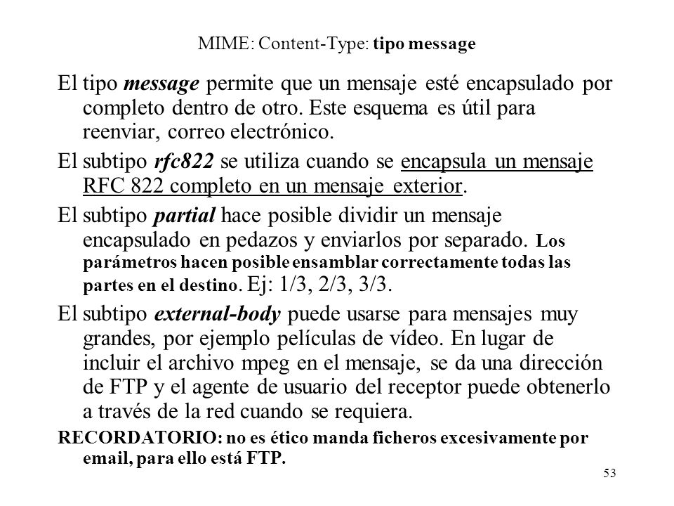 MIME: Content-Type: tipo message