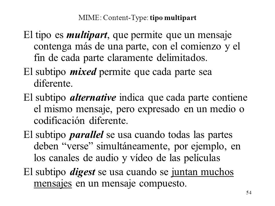 MIME: Content-Type: tipo multipart