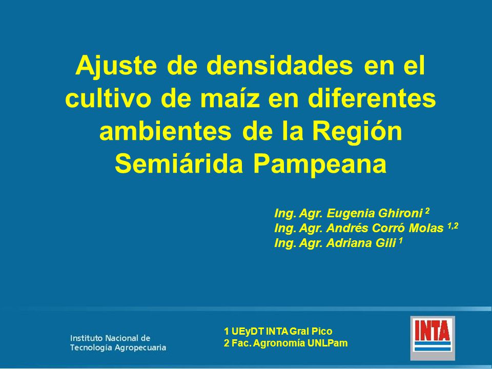 Ajuste de densidades en el cultivo de maíz en diferentes ambientes de la Región Semiárida Pampeana