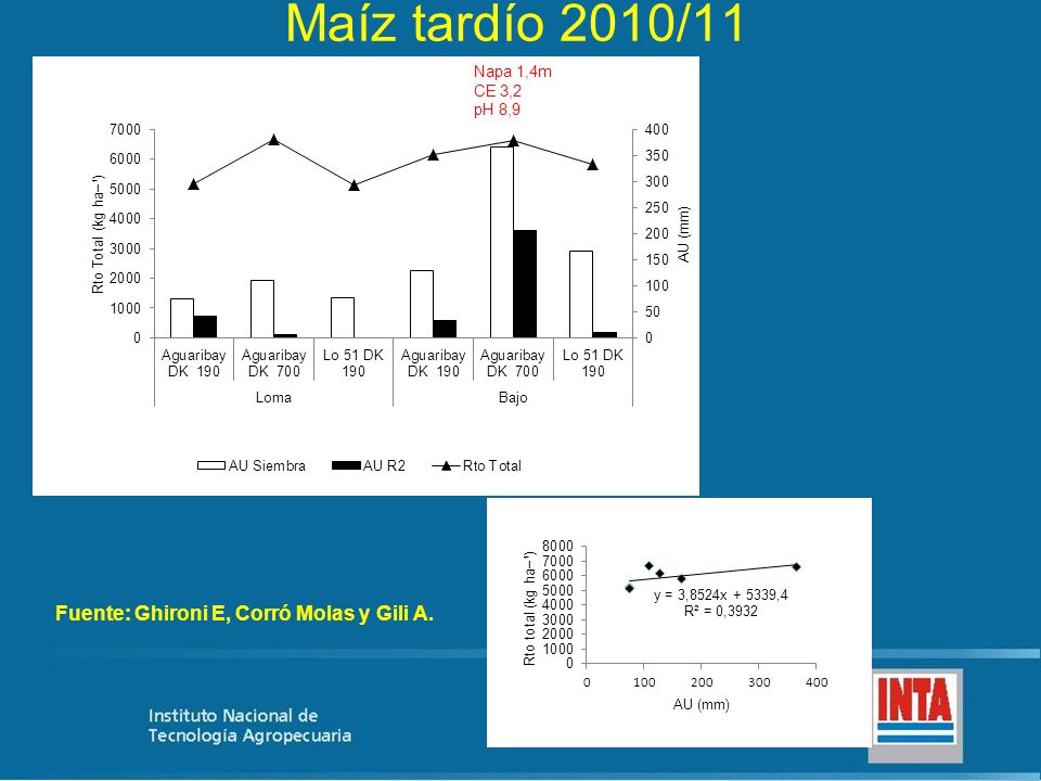Maíz tardío 2010/11 Fuente: Ghironi E, Corró Molas y Gili A.