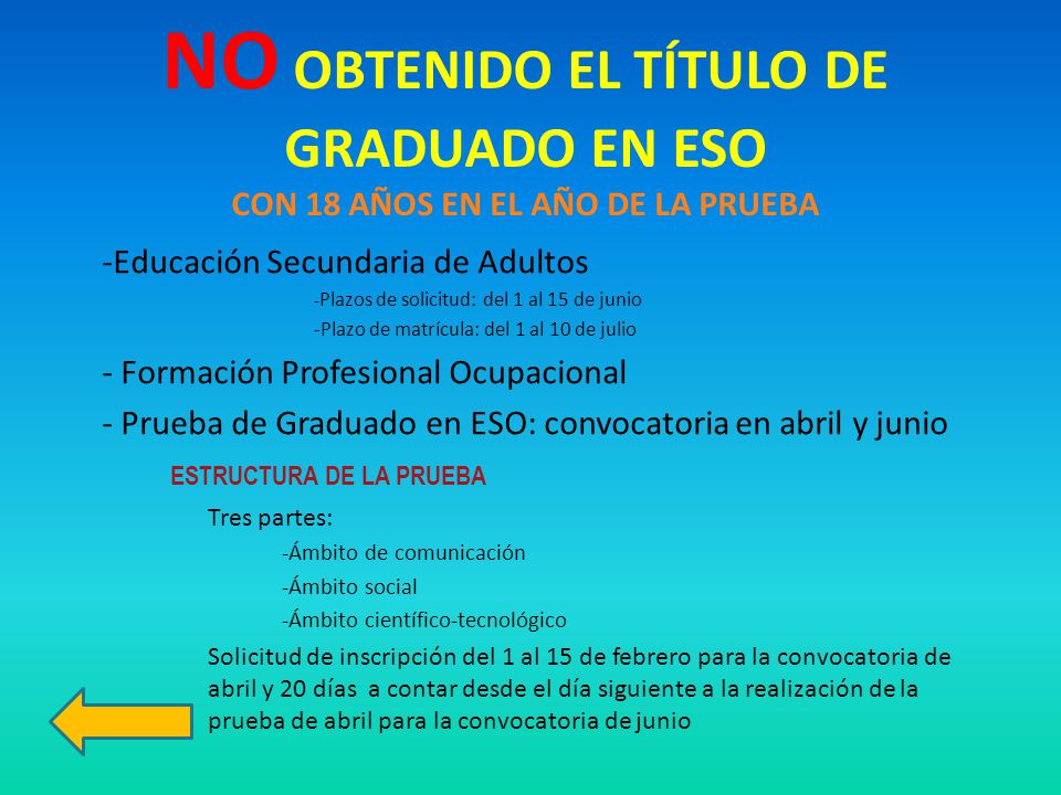 NO OBTENIDO EL TÍTULO DE GRADUADO EN ESO CON 18 AÑOS EN EL AÑO DE LA PRUEBA