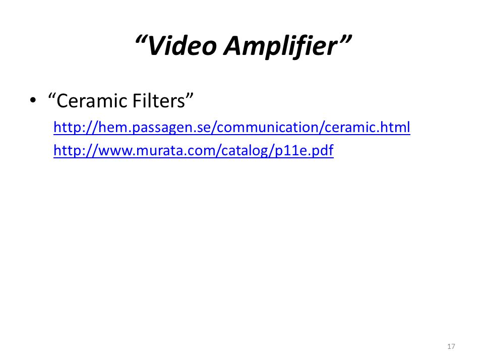 Video Amplifier Ceramic Filters