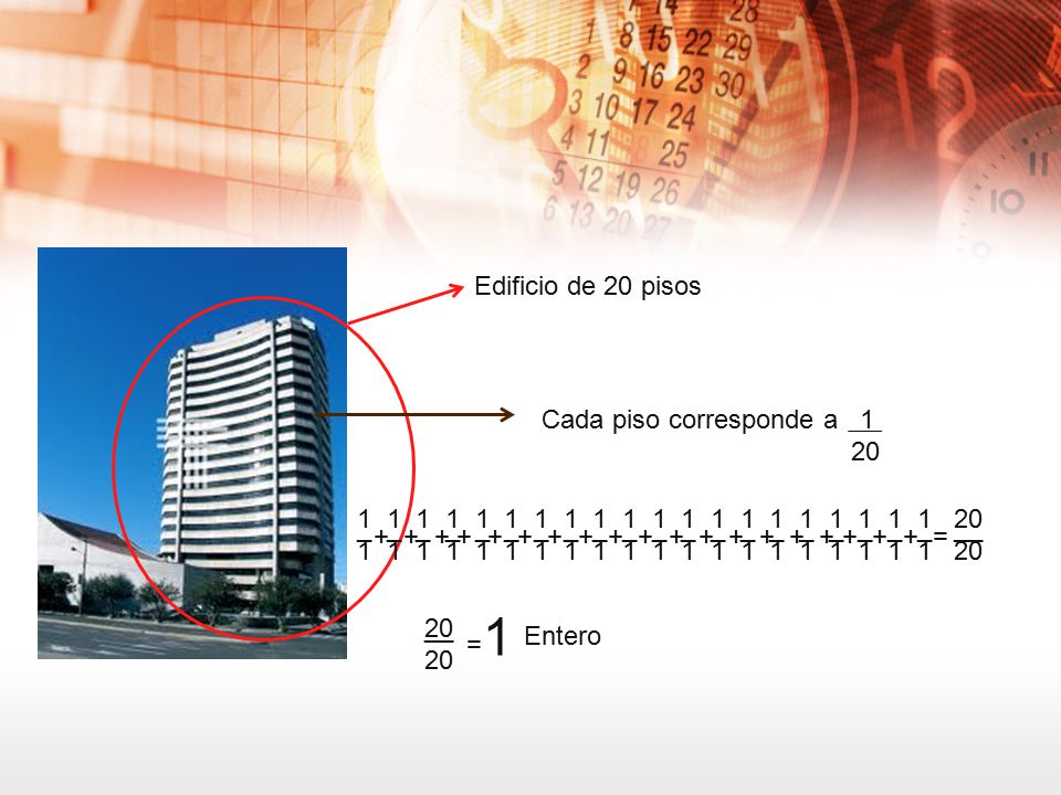 1 Edificio de 20 pisos Cada piso corresponde a 1 20