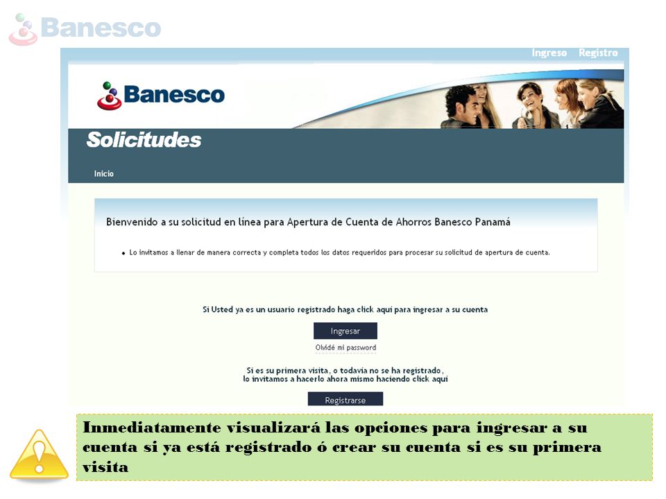 Inmediatamente visualizará las opciones para ingresar a su cuenta si ya está registrado ó crear su cuenta si es su primera visita