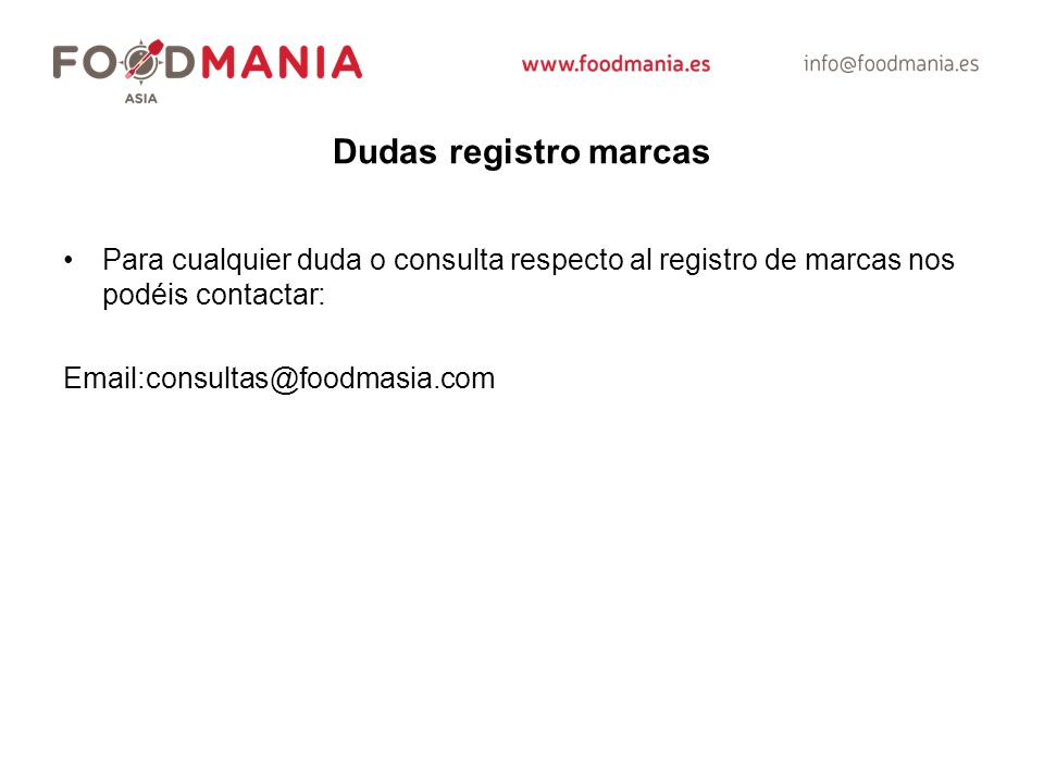 Dudas registro marcas Para cualquier duda o consulta respecto al registro de marcas nos podéis contactar: