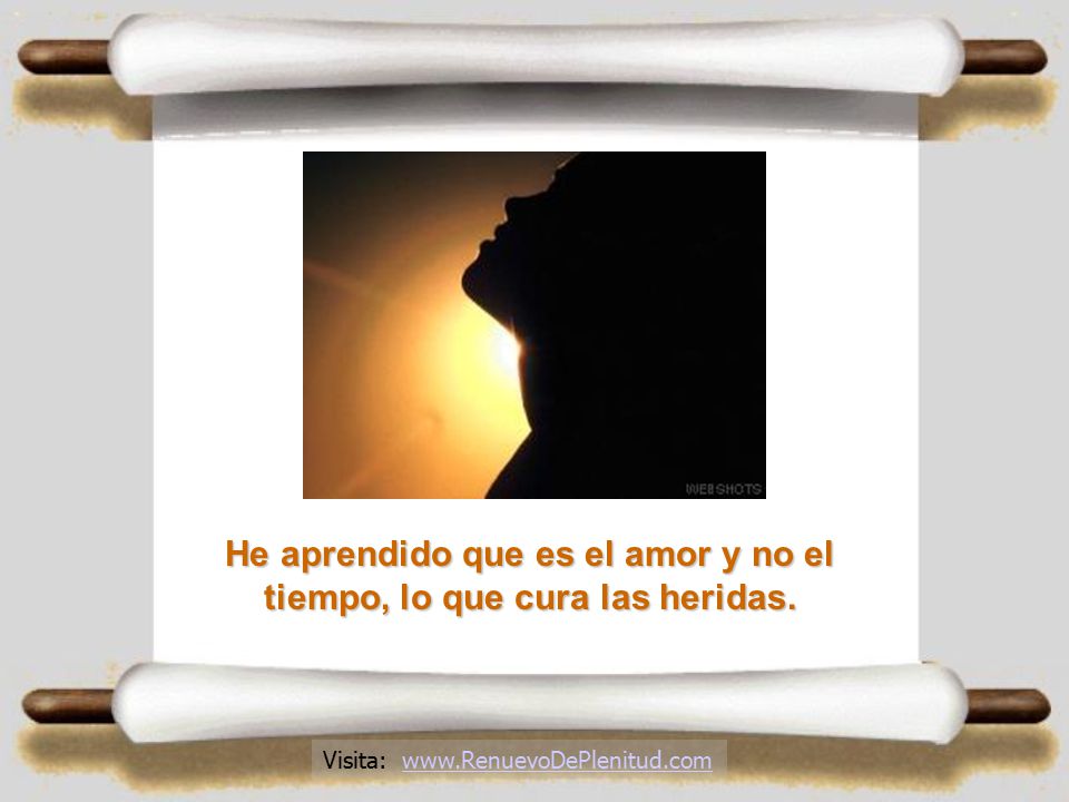 He aprendido que es el amor y no el tiempo, lo que cura las heridas.