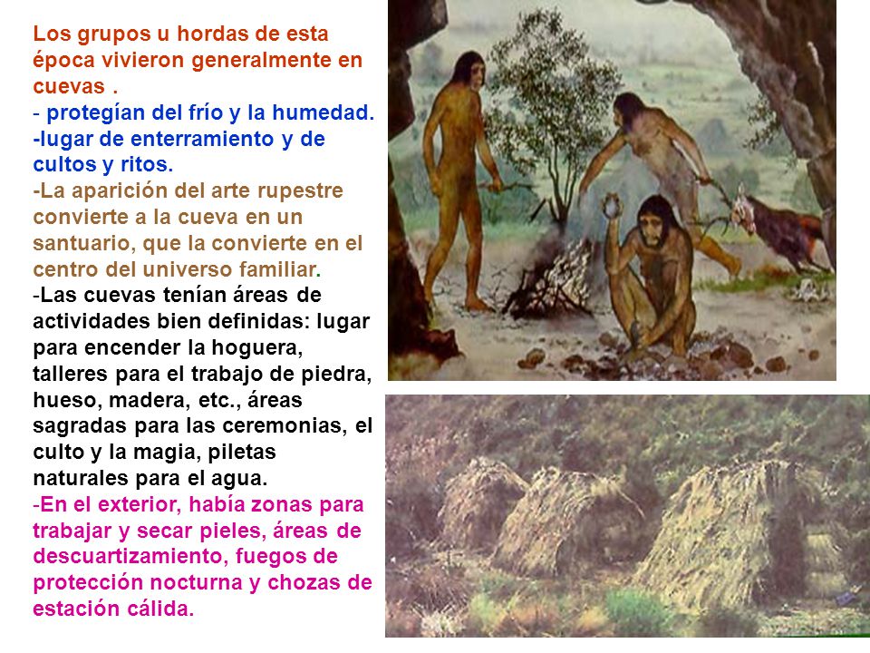Los grupos u hordas de esta época vivieron generalmente en cuevas .