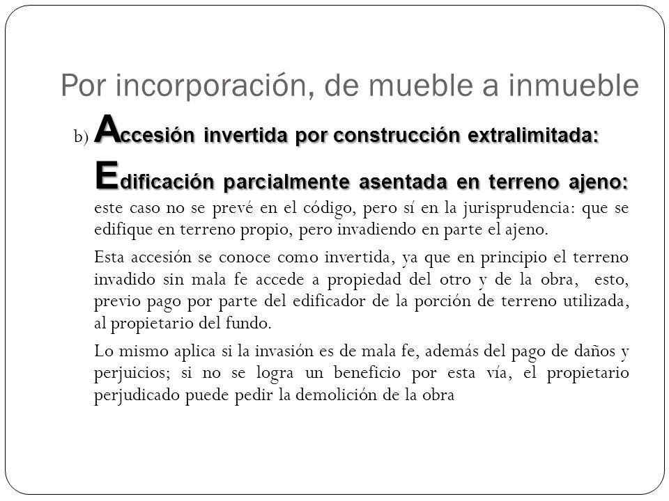 Por incorporación, de mueble a inmueble
