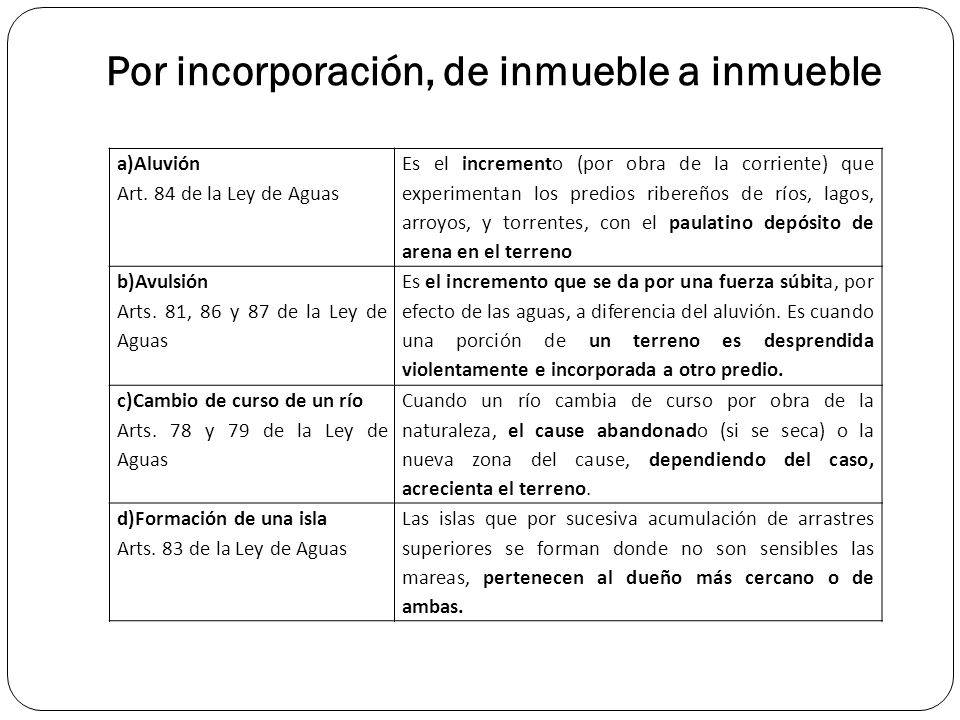 Por incorporación, de inmueble a inmueble