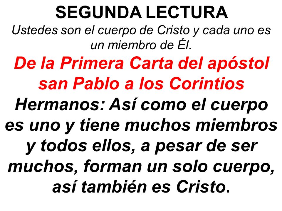 De la Primera Carta del apóstol san Pablo a los Corintios