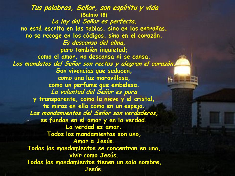 Tus palabras, Señor, son espíritu y vida (Salmo 18)