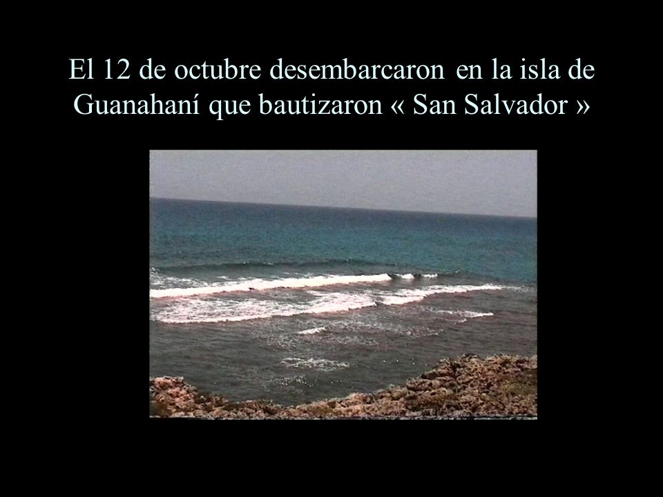 El 12 de octubre desembarcaron en la isla de Guanahaní que bautizaron « San Salvador »