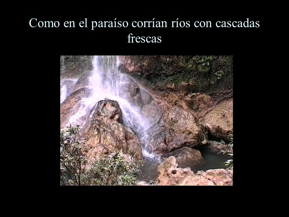 Como en el paraíso corrían ríos con cascadas frescas